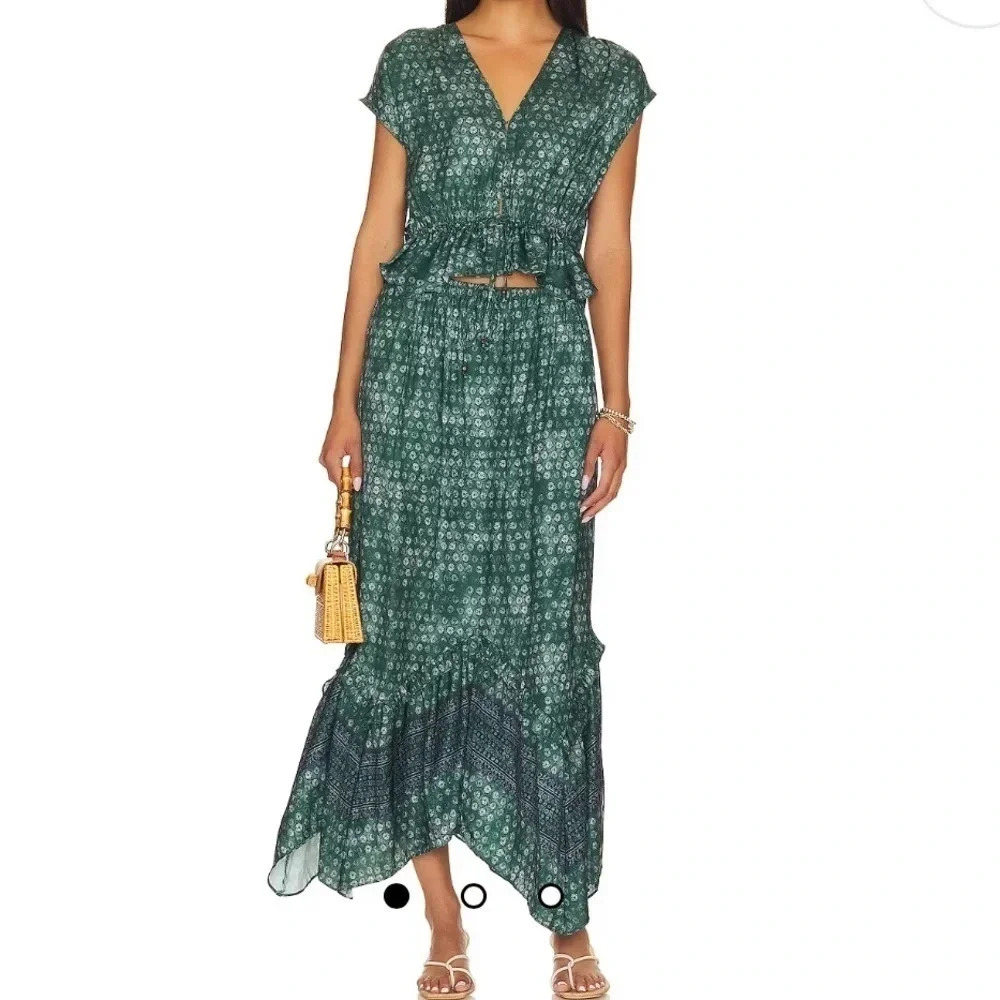Free People Green Floral Print Set